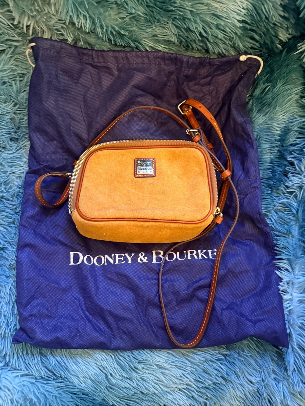 Dooney & Bourke Orange Suede Crossbody with Leather Trim